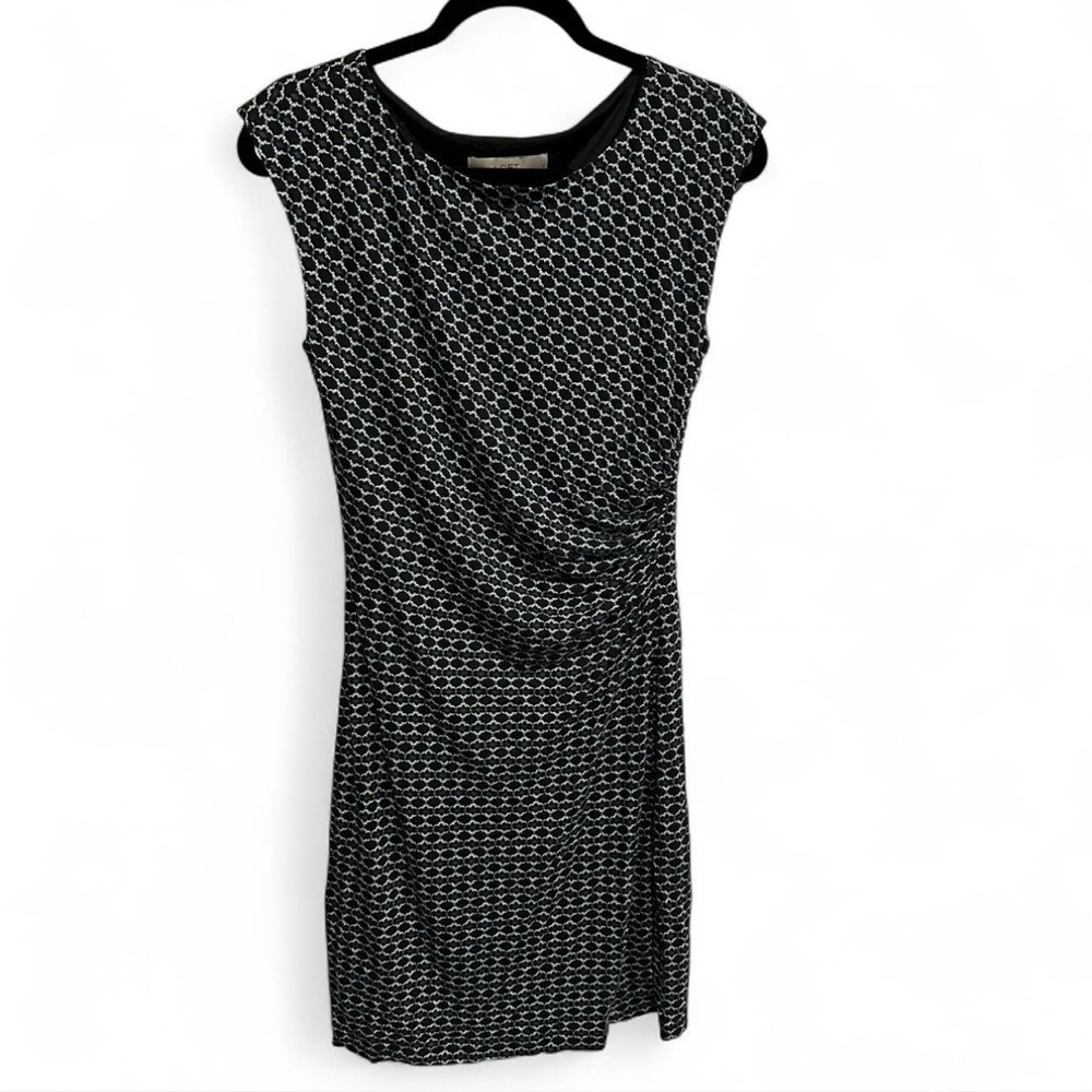 LOFT Black and White Geometric Mini Dress